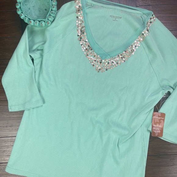 Soft Surroundings Tops - NWT Soft Surroundings Ribbed V-neck Top